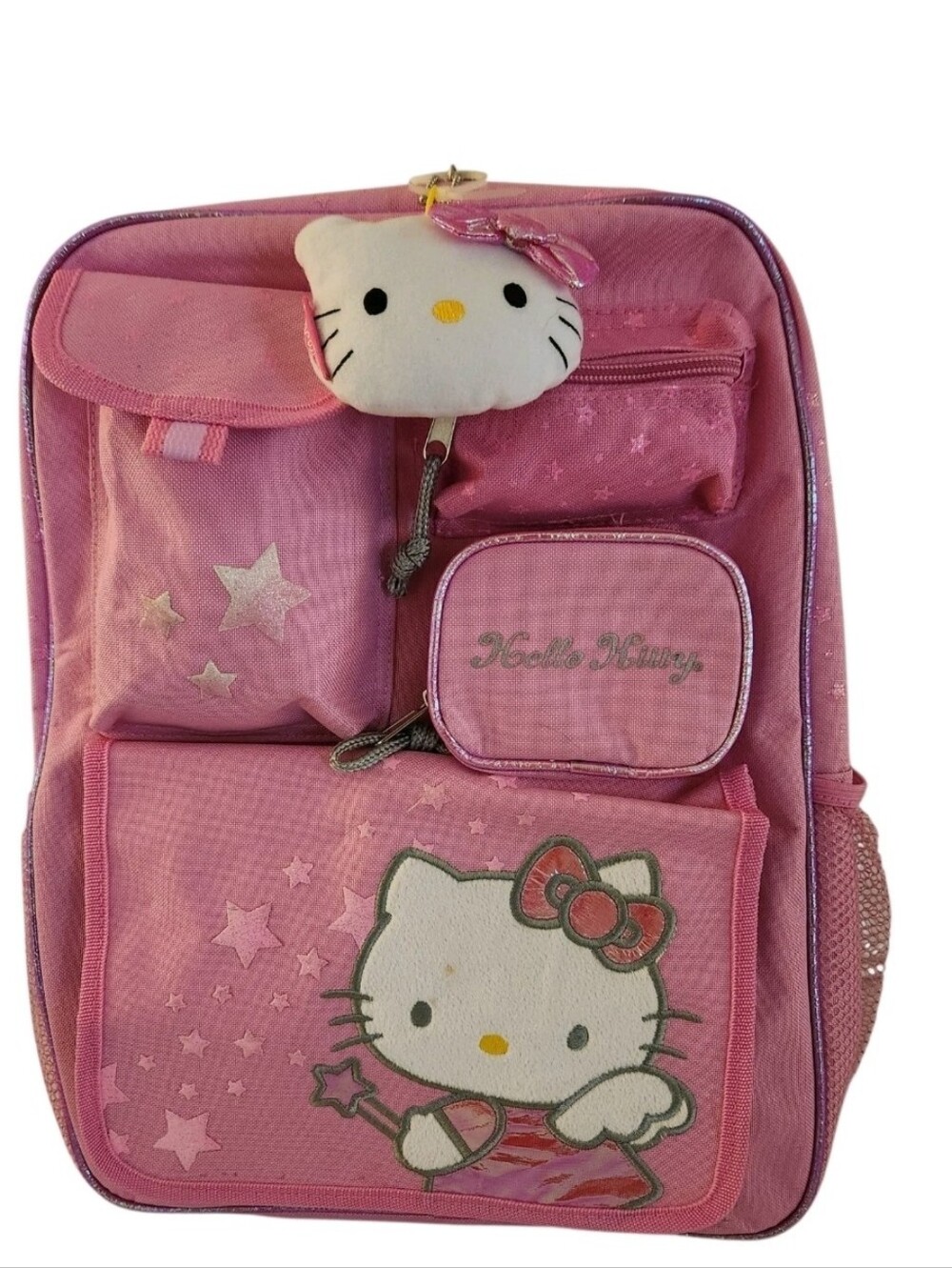 Vintage 2004 Hello Kitty Pink Backpack Y2K Sanrio Kawaii Plush Charm